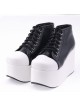 Black 3.9" Heel High Lovely Suede Round Toe Cross Straps Platform Women Lolita Shoes