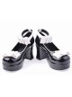 Black 2.9” Heel High Romatic Suede Round Toe Bowknot Platform Women Lolita Shoes