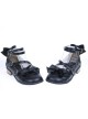 Black Flat Heel Cute Synthetic Leather Point Toe Bowknot Platform Girls Lolita Shoes