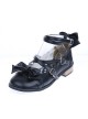 Black Flat Heel Cute Synthetic Leather Point Toe Bowknot Platform Girls Lolita Shoes