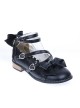 Black Flat Heel Cute Synthetic Leather Point Toe Bowknot Platform Girls Lolita Shoes