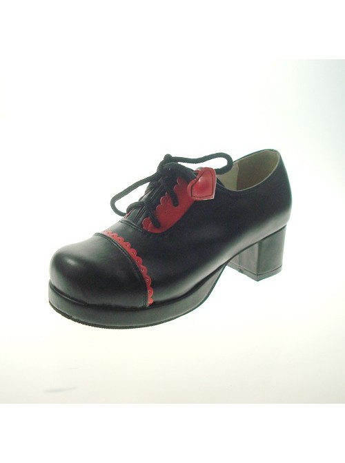 Black 1.8" Heel High Beautiful Synthetic Leather Round Toe Cross Straps Platform Girls Lolita Shoes