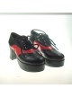Black 2.9" Heel High Beautiful Synthetic Leather Point Toe Cross Straps Platform Girls Lolita Shoes