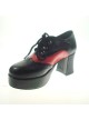 Black 2.9" Heel High Beautiful Synthetic Leather Point Toe Cross Straps Platform Girls Lolita Shoes