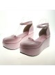 Pink 2.7" Heel High Romatic Synthetic Leather Point Toe Ankle Straps Platform Girls Lolita Shoes