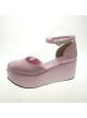 Pink 2.7" Heel High Romatic Synthetic Leather Point Toe Ankle Straps Platform Girls Lolita Shoes