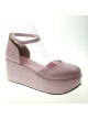 Pink 2.7" Heel High Romatic Synthetic Leather Point Toe Ankle Straps Platform Girls Lolita Shoes