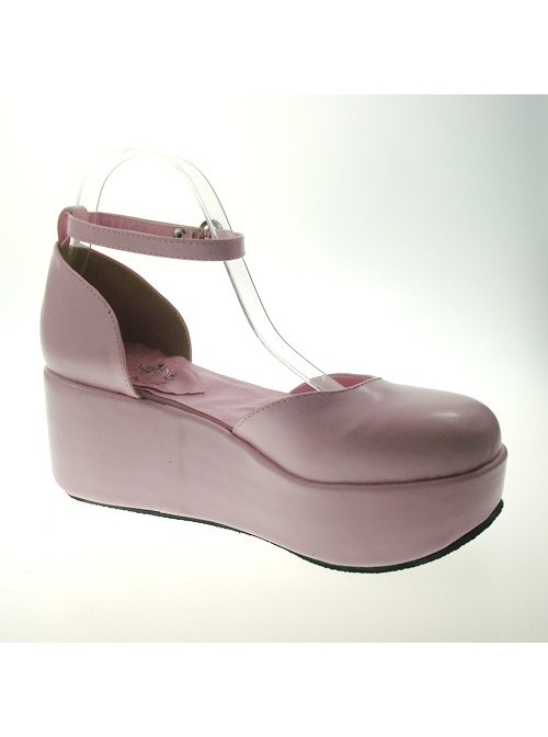 Pink 2.7" Heel High Romatic Synthetic Leather Point Toe Ankle Straps Platform Girls Lolita Shoes