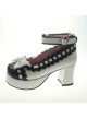 White & Black 2.9" Heel High Cute Synthetic Leather Round Toe Bowknot Platform Girls Lolita Shoes