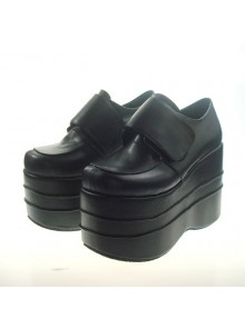 Black 4.7" Heel High Adorable Synthetic Leather Round Toe Platform Girls Lolita Shoes