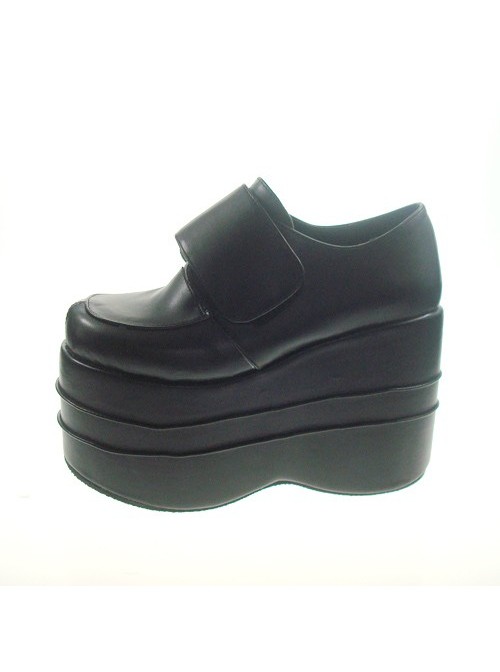 Black 4.7" Heel High Adorable Synthetic Leather Round Toe Platform Girls Lolita Shoes