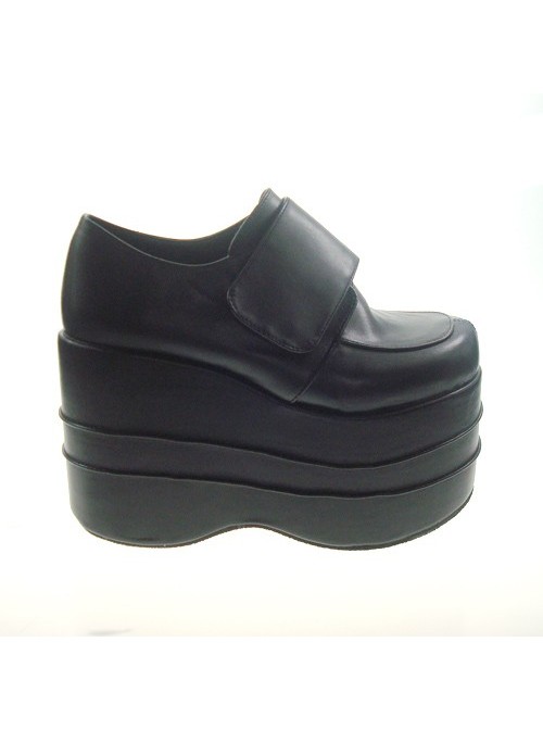 Black 4.7" Heel High Adorable Synthetic Leather Round Toe Platform Girls Lolita Shoes