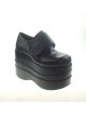 Black 4.7" Heel High Adorable Synthetic Leather Round Toe Platform Girls Lolita Shoes