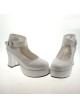 White 2.9" Heel High Lovely Suede Point Toe Ankle Straps Platform Girls Lolita Shoes