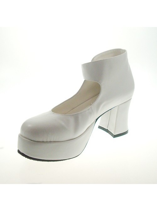 White 2.9" Heel High Lovely Suede Point Toe Ankle Straps Platform Girls Lolita Shoes