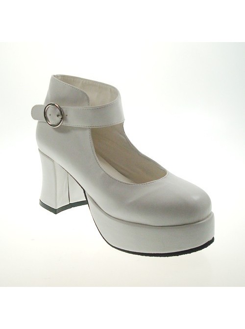 White 2.9" Heel High Lovely Suede Point Toe Ankle Straps Platform Girls Lolita Shoes