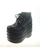 Black 4.7" Heel High Adorable Suede Round Toe Cross Straps Platform Women Lolita Shoes