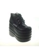 Black 4.7" Heel High Adorable Suede Round Toe Cross Straps Platform Women Lolita Shoes