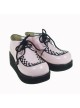 Pink 2.3" Heel High Cute Suede Round Toe Cross Straps Platform Women Lolita Shoes