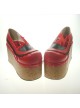 Red 3.9" Heel High Beautiful Patent Leather Round Toe Ankle Straps Platform Women Lolita Shoes