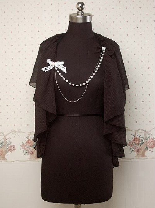 Chiffon Black Sweet Lolita Cape