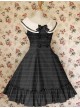 Black Sleeveless Buttons Bow School Lolita Dress