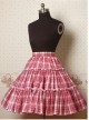 Red Check Pattern Ruffle Lolita Skirt