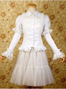 White Long Sleeves Shirt and Chiffon Lolita Skirt