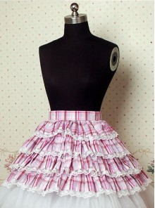 Light Purple Check Pattern Cake Lolita Skirt