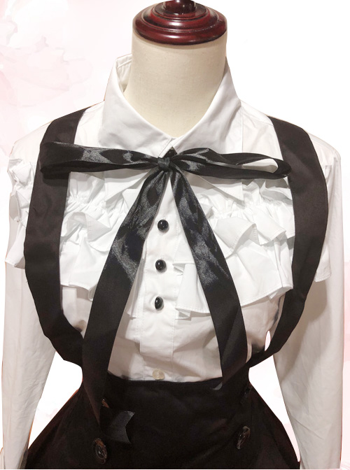 White Long Sleeves Blouse And Black Classic Lolita Skirt