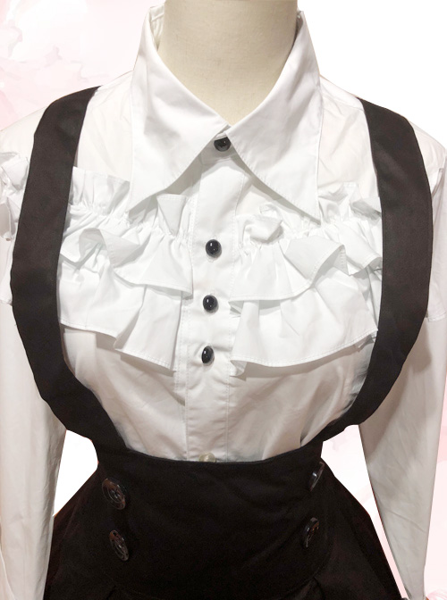 White Long Sleeves Blouse And Black Classic Lolita Skirt