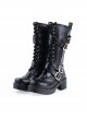 Black 2.2" High Heel Stylish Patent Leather Straps Buckles Gothic Lady Lolita Boots