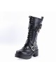 Black 2.2" High Heel Stylish Patent Leather Straps Buckles Gothic Lady Lolita Boots