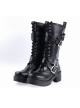 Black 2.2" High Heel Stylish Patent Leather Straps Buckles Gothic Lady Lolita Boots