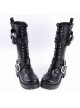 Black 2.2" High Heel Stylish Patent Leather Straps Buckles Gothic Lady Lolita Boots