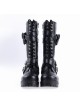 Black 2.2" High Heel Stylish Patent Leather Straps Buckles Gothic Lady Lolita Boots