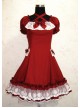 Cute Short Sleeves Red Cotton Lolita Dress