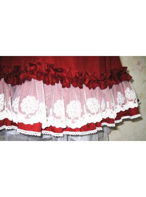 Cute Short Sleeves Red Cotton Lolita Dress