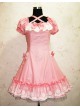 Cute Short Sleeves Pink Cotton Lolita Dress