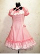 Cute Short Sleeves Pink Cotton Lolita Dress