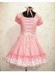 Cute Short Sleeves Pink Cotton Lolita Dress