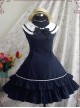 Blue Sleeveless Bow Preppy Style Cotton Lolita Dress