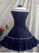 Blue Sleeveless Bow Preppy Style Cotton Lolita Dress