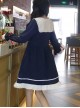 Blue Long Sleeves Bow Chiffon School Lolita Dress