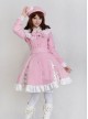 Glamorous Pink Long Sleeves Bow White Lace Lolita Coat