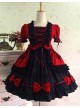 Gothic Long Sleeves Red And Black Lace Cotton Lolita Dress