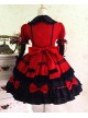 Gothic Long Sleeves Red And Black Lace Cotton Lolita Dress