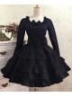 Gothic Long Sleeves Black Cotton Lolita Dress