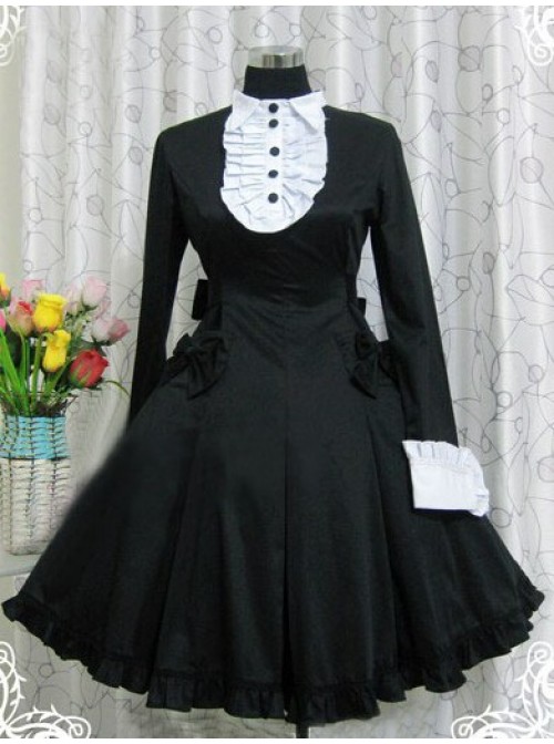 Black Long Sleeves Ruffle Classic Lolita Dress