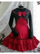 Red Long Sleeves Bow Preppy Style Cotton Sweet Lolita Dress With Cape